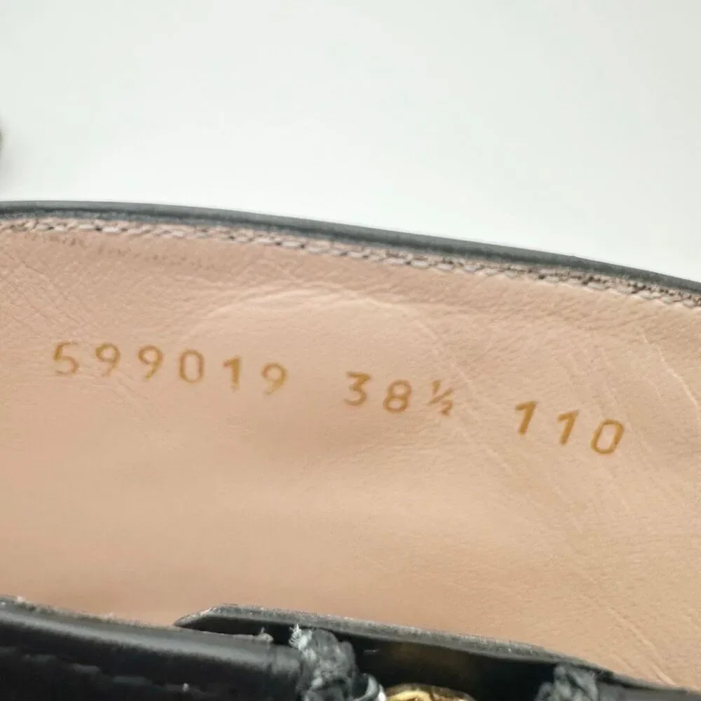 GUCCI Elite GG Ankle Boots Size 38.5 US 8.5 Black Leather Harness Low Heel Calf